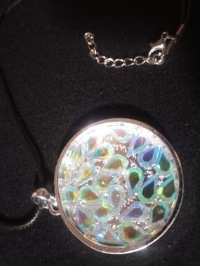 Iridescent Teardrop Pendant Necklace - Jewelry